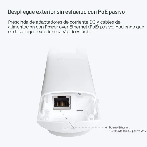 Miniatura 5 de TP-Link EAP110-Outdoor V3, punto de acceso WLAN N300 para exteriores, cobertura WiFi de hasta 200 metros, PoE pasivo con inyector PoE gratuito, SDN