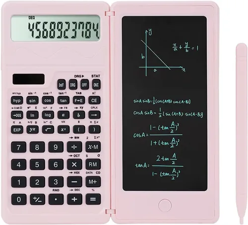 Miniatura 9 de Calculadoras científicas, calculadora para la escuela, pantalla grande de 10 dígitos, Calculadora científica con bloc de notas, calculadora de Negro