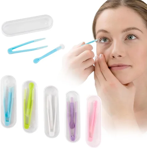 AUEAR, 5 unids portátil mini viaje lente de contacto palo herramienta caso conjunto con plástico claro casos
