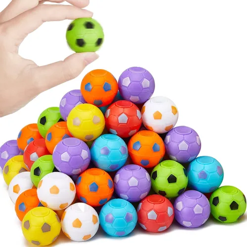 Miniatura 9 de SCIONE Paquete de 108 juguetes giratorios para ansiedad de fútbol, recuerdos de fiesta de fútbol para niños, juguetes a granel, bolas antiestrés