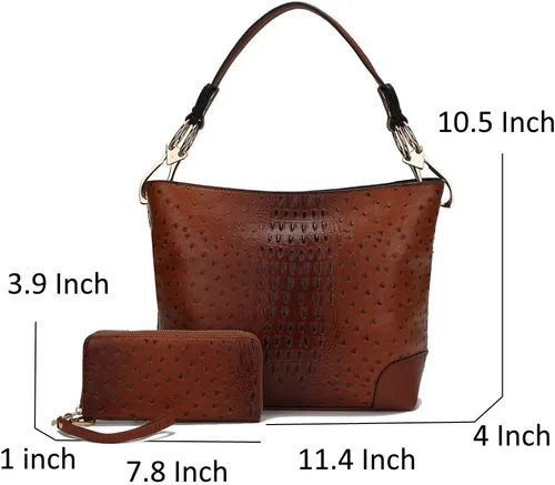 Miniatura 4 de Juego de bolso de hombro y cartera Hobo naranja por MKF Collection