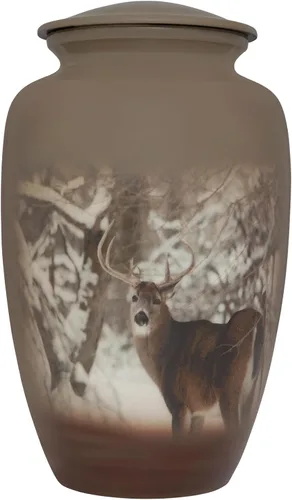 Miniatura 5 de Urna funeraria marrón con elefante espiritual indio - Urna de cremación para cenizas humanas - Hecha a mano en aluminio - Adecuada para entierro