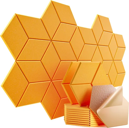 Miniatura 100 de Paquete de 12 paneles acústicos autoadhesivos de 12 x 10 x 0.4 pulgadas, paneles de espuma a prueba de sonido con alta densidad, diseño forrado