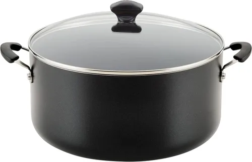 Farberware - Olla de cocina antiadherente con tapa, 10.5 cuartos de galón - Negro