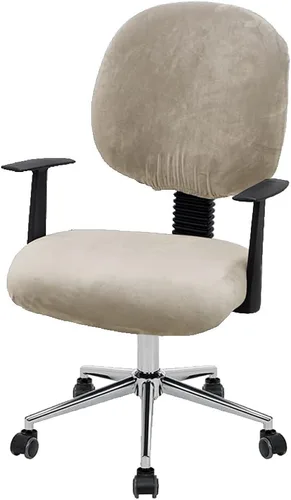 Miniatura 11 de ITFRO Funda negra para silla de oficina, de terciopelo, elástica, 2 piezas, funda para silla de escritorio de computadora, funda giratoria universal
