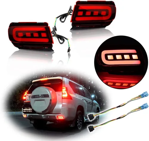 3D óptico rojo LED parachoques trasero reflectores freno luz trasera lámparas kit para Toyota Land Cruiser PRADO FJ150 2010 2011 2012 2013 2014 2015