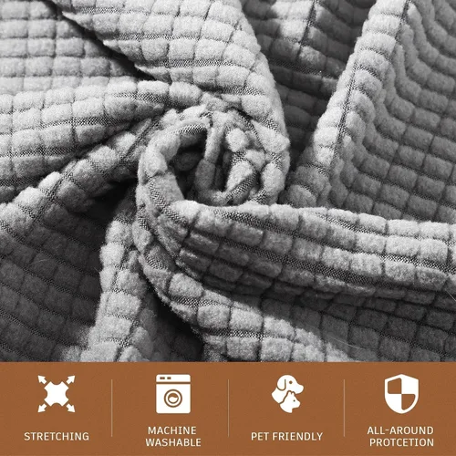 Miniatura 3 de RCFINE 2 fundas antideslizantes para reposabrazos de sofá, fundas elásticas para sillón, protector elástico para el hogar, oficina, sillón Gris claro