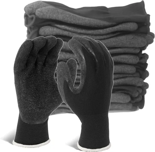 Miniatura 26 de Evridwear Guantes de trabajo de seguridad con recubrimiento de goma de látex arrugado aplicado a mano para hombres y mujeres, uso general múltiple
