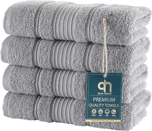 Miniatura 43 de Juego de 4 toallas de baño, 100% algodón turco prémium, toallas turcas de alta calidad para baño, de secado rápido, suaves y absorbentes, incluye 4