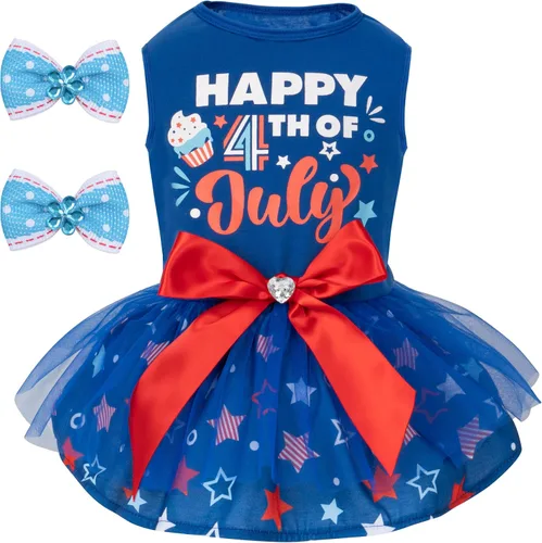 Miniatura 15 de cyeollo Vestido para perro para el día de San Valentín, ropa de vacaciones para perros con estampado de corazón, vestidos de tul para perros