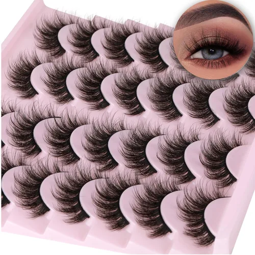 Miniatura 18 de Pestañas postizas de visón natural, efecto ojo de gato, finas, 16 mm, 5D, paquete de 14 pares de pestañas falsas de TNFVLONEINS