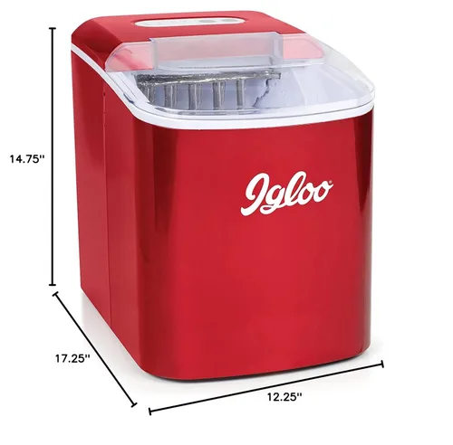 Miniatura 8 de Igloo, máquina para hacer hielo automática eléctrica de sobremesa de 26 libras - 9 cubos en 7 minutos, con cuchara y cesta Rojo