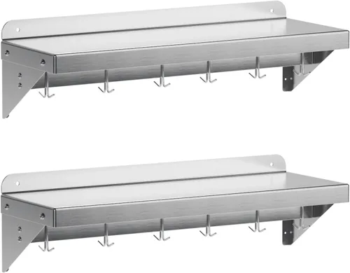 Paquete de 2 estantes de almacenamiento multifuncionales de metal con tapa trasera para cocina, [certificado NSF] Estante de montaje en pared de