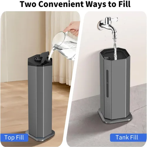 Miniatura 6 de Humidifiers for Bedroom - GloryAir 2.38Gal/9L Dual Atomizers Top Fill Humidifier for Large Room 2000ft² with Auto Rotation 7-Color Light Humidistat