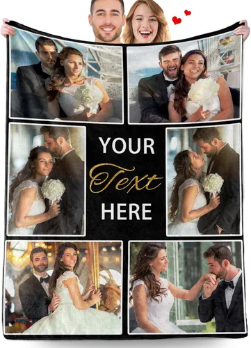 Miniatura 9 de Manta Personalizada para Novio y Novia con Fotos y Texto, Mantas Personalizadas para Parejas con Imágenes, Manta de Regalos de Boda Personalizados