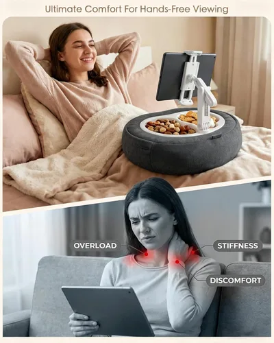 Miniatura 2 de Miledi Soporte de almohada para tableta, compatible con Kindle de 5 a 12.9 pulgadas, iPad, teléfono/tableta, soporte giratorio de 360° para cama