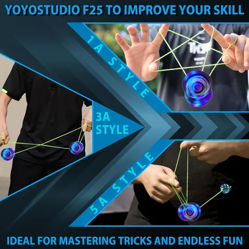 Miniatura 5 de YOYOSTUDIO Yoyo giratorio de dedo F25 para niños de 8 a 12 años y adultos, Yoyo profesional de doble propósito para todos los jugadores, yoyos