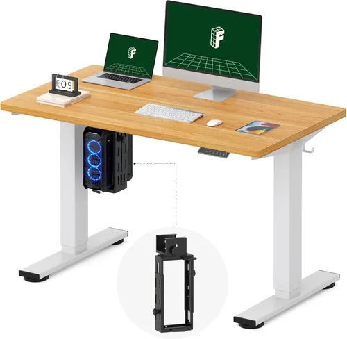 Miniatura 22 de FLEXISPOT EN2 Escritorio de pie de una pieza completa con regleta de alimentación de abrazadera, escritorio eléctrico de altura ajustable de 40 x 24