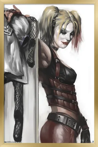Miniatura 14 de DC Comics - Póster de pared de Harley Quinn, 22.4 pulgadas de largo x 14.7 pulgadas de ancho, versión enmarcada de madera de granero