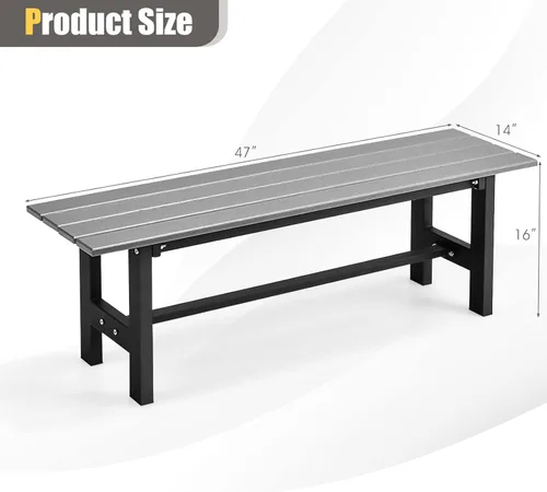 Miniatura 3 de Giantex Asiento de banco para exteriores para 2 personas, banco de jardín sin espalda, silla exterior de 47 pulgadas resistente a la intemperie