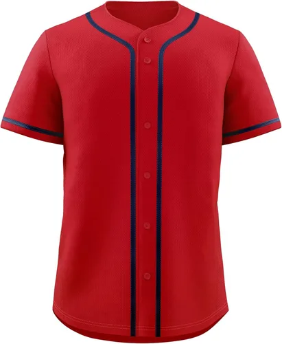 Miniatura 40 de KXK Camiseta de béisbol en blanco para hombre, camisas casuales con botones, manga corta, uniforme deportivo de equipo activo