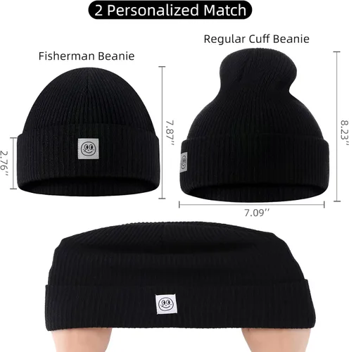 Miniatura 6 de Gorro para hombre con gorro de invierno con sonrisa, unisex, de punto, suave, cálido, con puños