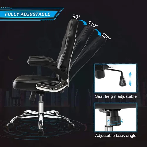 Miniatura 6 de Silla de oficina ergonómica para videojuegos, silla de oficina de piel sintética, silla de escritorio con respaldo alto, silla de trabajo giratoria