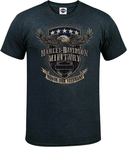 Harley-Davidson Military - Camiseta gráfica de carbón para hombre - Tour en el extranjero Apoyo a los veteranos, Carbón, talla única