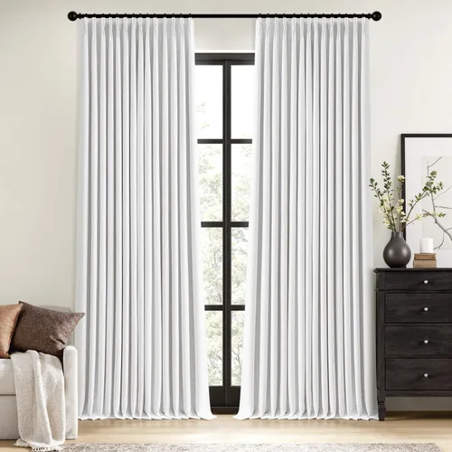 Miniatura 19 de MIULEE - Cortinas de lino beige con pliegues a presión 100% opacas para dormitorio, cortinas de ventana con memoria y bloqueo de luz para oscurecer