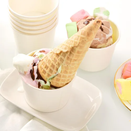 Miniatura 6 de 200 unidades, Tazas de papel para helado de 4 onzas, Tazas de yogur congelado, Cuencos de postre, Suministros para postre congelado (Blanco)