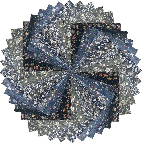 Miniatura 20 de HANPATQUI 50 unidades de 5 x 5 pulgadas, 100% algodón grueso de tela para coser y acolchar, paquetes de tela precortada cuadrada para manualidades