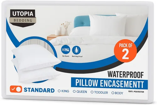 Miniatura 8 de Utopia Bedding - Funda de almohada impermeable con cremallera, 20 x 26 pulgadas, 2 unidades, estándar, color blanco