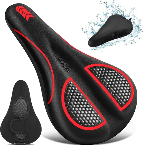 Miniatura 9 de Cojín de asiento de bicicleta acolchado de gel extra suave y cómodo para hombres y mujeres, cómodo, con pelotón estacionario, ejercicio, bicicletas