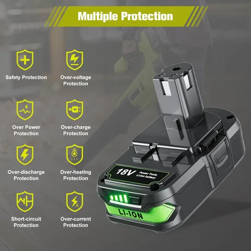 Miniatura 7 de POWTREE Repuesto mejorado de 4.0Ah para batería Ryobi de 18 V y cargador compatible con baterías Ryobi 18V ONE+ P102 P107 P108 P105 P104 P103