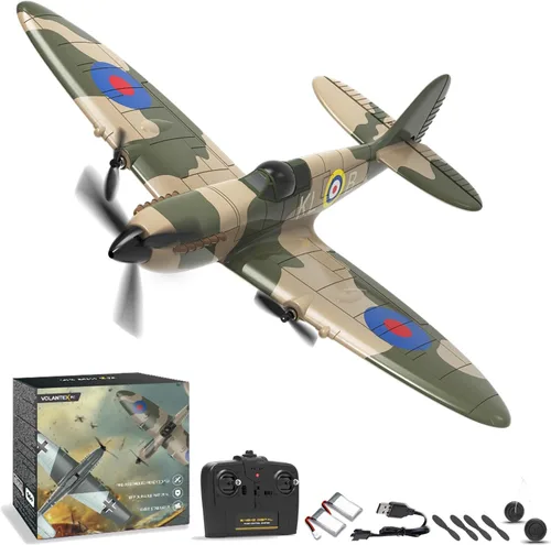 Avión RC de la marca volantexrc, avión de control remoto de 3 canales, caza Spitfire con giroscopio de 6 ejes, 2.4GHz, avión de radio control listo
