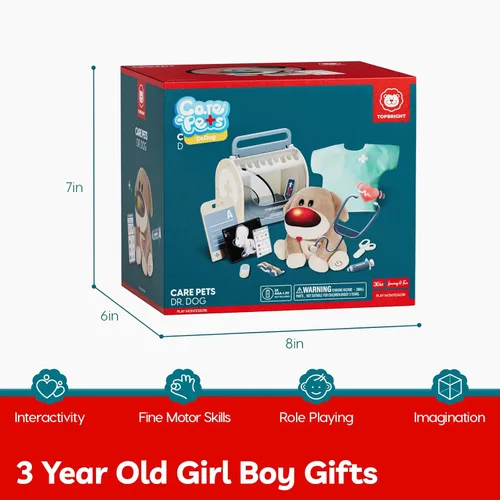 Miniatura 6 de TOP BRIGHT Kit de médico para niños pequeños de 3 a 5 años, juego de simulación con disfraz y kit médico de madera, juguetes de vestir para niños