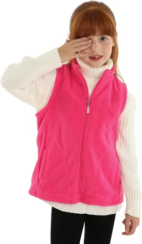 Miniatura 4 de LittleSpring Chaleco de forro polar para niños, con cremallera completa, cálido, sin mangas