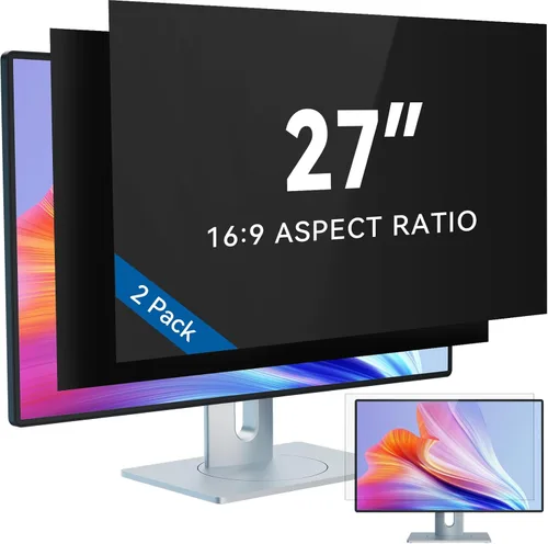 IPROKKO [Paquete de 2] Filtro de pantalla de privacidad de computadora de 27 pulgadas para monitor de pantalla ancha de 16:9, protector de Pantalla