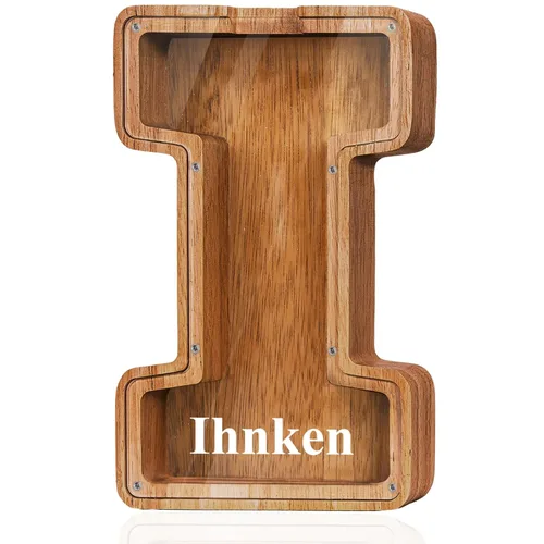 Miniatura 39 de Alcancía de madera grande personalizada con letras – Alcancía de letras para niños y niñas, regalo de cumpleaños (A)