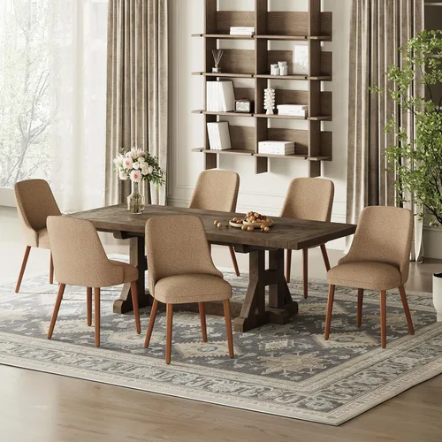 Miniatura 31 de MALOL Juego de 4 sillas de comedor tapizadas con patas de madera, sillas de cocina acolchadas con respaldo alto para comedor, restaurante y Beige-New