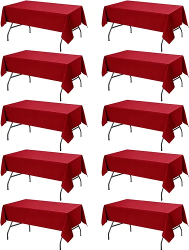 Miniatura 16 de Paquete de 6 manteles negros para mesas cuadradas, 54 x 54 pulgadas, tela de poliéster resistente a las manchas para mesas de 2 pies, manteles