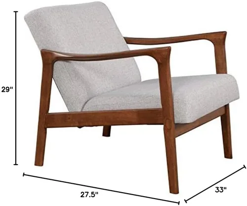 Miniatura 3 de Alpine Furniture Zephyr - Silla de salón retro de mediados de siglo con brazo de madera tapizado, muebles de sala de estar, 33 pulgadas de ancho x