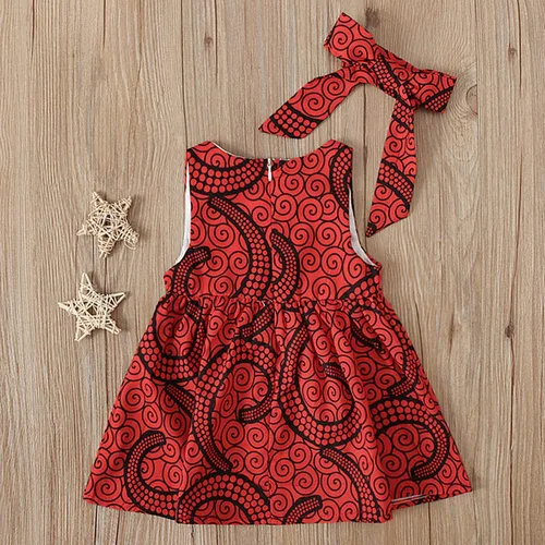 Miniatura 6 de Trajes tradicionales para niñas pequeñas, diadema de princesa Dashiki, ropa escolar africana para niñas (rojo, 18-24 meses)