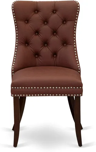 Miniatura 4 de East West Furniture DAP3F26 Dallas Parson - Juego de 2 sillas de comedor tapizadas de tela de poliéster color burdeos con botones copetudos
