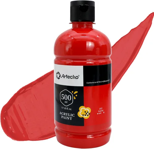 Miniatura 21 de Artecho Pintura Acrílica Oro - Botella Grande 500ml / 17oz, Pintura para Manualidades para Lienzo, Rocas, Madera, Tela, Cerámica, No Tóxica Dorado