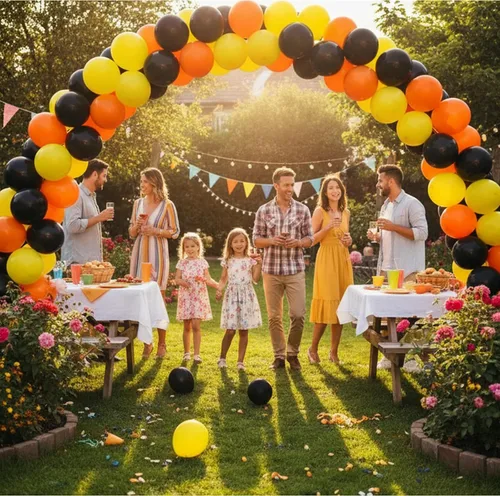 Miniatura 7 de TNWBA Paquete de 60 globos de látex de 12 pulgadas, color negro, amarillo, naranja, para cumpleaños, bodas, baby shower, decoración de fiesta