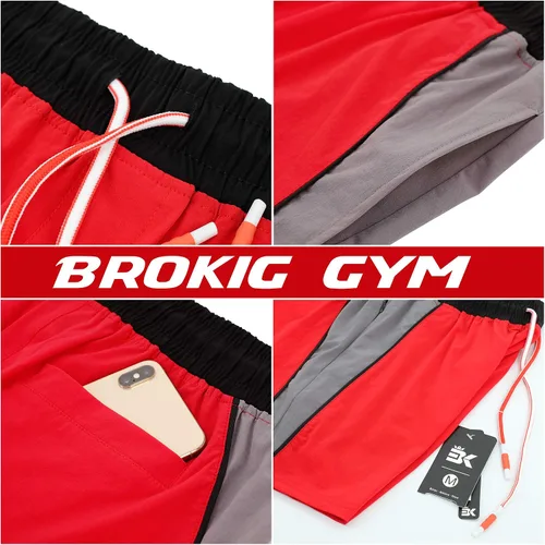 Miniatura 5 de BROKIG Pantalones cortos de gimnasio y culturismo de 5 pulgadas para hombre, pantalones cortos ligeros para correr y entrenar, cintura elástica