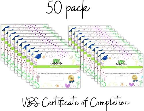 Miniatura 4 de VBS Certificados de finalización Paquete de 50 certificados de graduación de asistencia Premio religioso para niños, 11 x 8.5 pulgadas