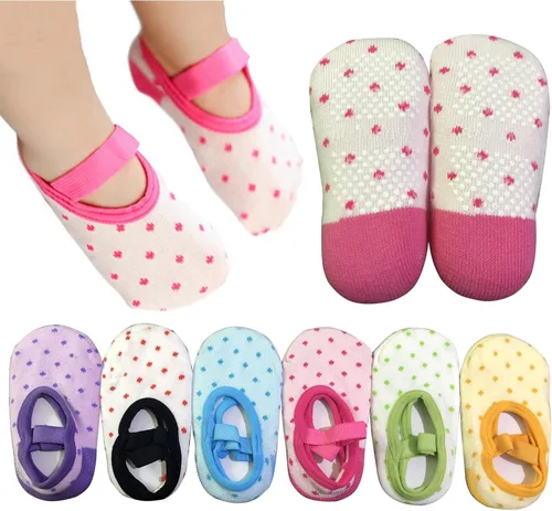 Miniatura 7 de Monochef Calcetines para bebé niña de regalo: 6 pares de calcetines Mary Jane con agarre antideslizante para 12-30 meses