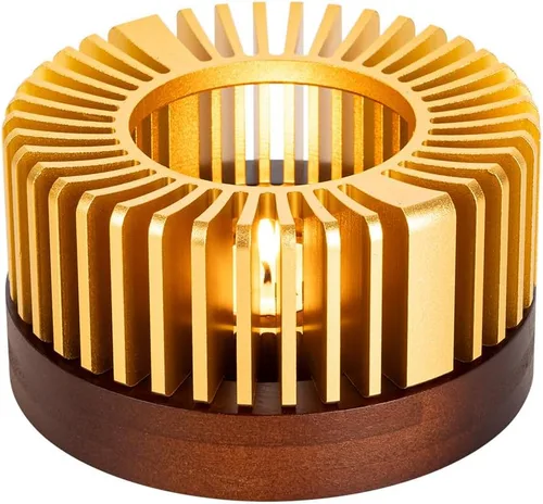 Miniatura 8 de Calderín de tetera, calentador de té de aluminio con base de madera, calentador de vela para calentar té, café, leche, alimentos, camping y viajes